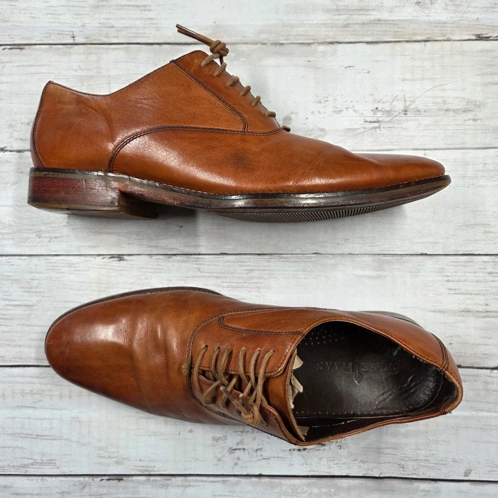 Cole Haan Oxford Men 9.5M Tan Leather Dress Shoes C10244 Lace Up Business Formal